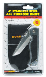 RoadPro 4" Folding Pocket Knife with Nylon Case 6-Piece Clip